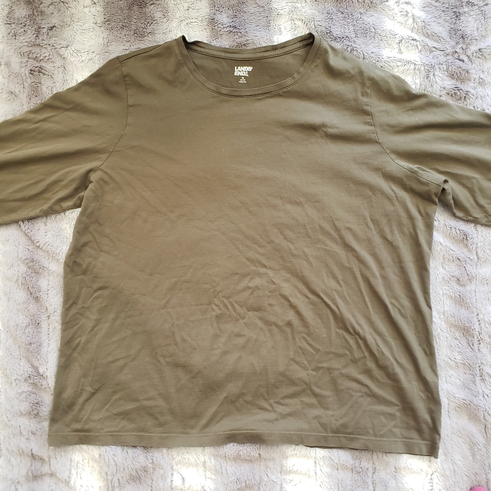 Lands' End Women Olive Green Long Sleeve Crew Neck Tee T Shirt 1X - Picture 2 of 5